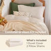 image:imageBedsure Duvet Cover Queen Size with Fitted Sheet  4 Pieces Prewashed Polyester Soft Bedding Set Includes 1 Duvet Cover 90x90 with Zipper Closure 2 Pillow Shams 1 Fitted Sheet Bright White02  Cream No Comforter
