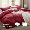 image:imageBedsure Duvet Cover Queen Size with Fitted Sheet  4 Pieces Prewashed Polyester Soft Bedding Set Includes 1 Duvet Cover 90x90 with Zipper Closure 2 Pillow Shams 1 Fitted Sheet Bright White22  Red No Comforter