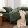 image:imageBedsure Duvet Cover Queen Size with Fitted Sheet  4 Pieces Prewashed Polyester Soft Bedding Set Includes 1 Duvet Cover 90x90 with Zipper Closure 2 Pillow Shams 1 Fitted Sheet Bright White01  Olive Green No Comforter