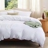 image:imageBedsure Duvet Cover Queen Size with Fitted Sheet  4 Pieces Prewashed Polyester Soft Bedding Set Includes 1 Duvet Cover 90x90 with Zipper Closure 2 Pillow Shams 1 Fitted Sheet Bright White02  Bright White No Comforter