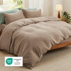 image:imageBedsure Duvet Cover Queen Size with Fitted Sheet  4 Pieces Prewashed Polyester Soft Bedding Set Includes 1 Duvet Cover 90x90 with Zipper Closure 2 Pillow Shams 1 Fitted Sheet Bright White02  Light Brown No Comforter