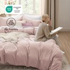 image:imageBedsure Duvet Cover Queen Size with Fitted Sheet  4 Pieces Prewashed Polyester Soft Bedding Set Includes 1 Duvet Cover 90x90 with Zipper Closure 2 Pillow Shams 1 Fitted Sheet Bright White01  Rose Pink No Comforter