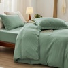image:imageBedsure Duvet Cover Queen Size with Fitted Sheet  4 Pieces Prewashed Polyester Soft Bedding Set Includes 1 Duvet Cover 90x90 with Zipper Closure 2 Pillow Shams 1 Fitted Sheet Bright White03  Sage Green No Comforter