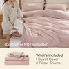 image:imageBedsure Duvet Cover Queen Size with Fitted Sheet  4 Pieces Prewashed Polyester Soft Bedding Set Includes 1 Duvet Cover 90x90 with Zipper Closure 2 Pillow Shams 1 Fitted Sheet Bright White01  Rose Pink No Comforter