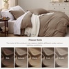 image:imageBedsure Duvet Cover Queen Size with Fitted Sheet  4 Pieces Prewashed Polyester Soft Bedding Set Includes 1 Duvet Cover 90x90 with Zipper Closure 2 Pillow Shams 1 Fitted Sheet Bright White02  Brown No Comforter