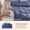 image:imageBedsure Duvet Cover Queen Size with Fitted Sheet  4 Pieces Prewashed Polyester Soft Bedding Set Includes 1 Duvet Cover 90x90 with Zipper Closure 2 Pillow Shams 1 Fitted Sheet Bright White05  Slate Blue No Comforter