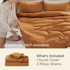 image:imageBedsure Duvet Cover Queen Size with Fitted Sheet  4 Pieces Prewashed Polyester Soft Bedding Set Includes 1 Duvet Cover 90x90 with Zipper Closure 2 Pillow Shams 1 Fitted Sheet Bright White08  Gold No Comforter