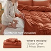 image:imageBedsure Duvet Cover Queen Size with Fitted Sheet  4 Pieces Prewashed Polyester Soft Bedding Set Includes 1 Duvet Cover 90x90 with Zipper Closure 2 Pillow Shams 1 Fitted Sheet Bright White08  Terracotta No Comforter