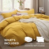 image:imageBedsure Duvet Cover Queen Size with Fitted Sheet  4 Pieces Prewashed Polyester Soft Bedding Set Includes 1 Duvet Cover 90x90 with Zipper Closure 2 Pillow Shams 1 Fitted Sheet Bright White08  Mustard Yellow No Comforter