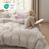 image:imageBedsure Duvet Cover Queen Size with Fitted Sheet  4 Pieces Prewashed Polyester Soft Bedding Set Includes 1 Duvet Cover 90x90 with Zipper Closure 2 Pillow Shams 1 Fitted Sheet Bright White02  Linen No Comforter