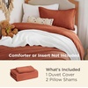image:imageBedsure Duvet Cover Queen Size with Fitted Sheet  4 Pieces Prewashed Polyester Soft Bedding Set Includes 1 Duvet Cover 90x90 with Zipper Closure 2 Pillow Shams 1 Fitted Sheet Bright White08  Terracotta No Comforter