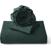 image:imageBedsure Duvet Cover Queen Size with Fitted Sheet  4 Pieces Prewashed Polyester Soft Bedding Set Includes 1 Duvet Cover 90x90 with Zipper Closure 2 Pillow Shams 1 Fitted Sheet Bright White01  Forest Green No Comforter