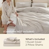 image:imageBedsure Duvet Cover Queen Size with Fitted Sheet  4 Pieces Prewashed Polyester Soft Bedding Set Includes 1 Duvet Cover 90x90 with Zipper Closure 2 Pillow Shams 1 Fitted Sheet Bright White02  Linen No Comforter