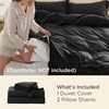 image:imageBedsure Duvet Cover Queen Size with Fitted Sheet  4 Pieces Prewashed Polyester Soft Bedding Set Includes 1 Duvet Cover 90x90 with Zipper Closure 2 Pillow Shams 1 Fitted Sheet Bright White01  Black No Comforter