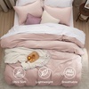 image:imageBedsure Duvet Cover Queen Size with Fitted Sheet  4 Pieces Prewashed Polyester Soft Bedding Set Includes 1 Duvet Cover 90x90 with Zipper Closure 2 Pillow Shams 1 Fitted Sheet Bright White01  Rose Pink No Comforter