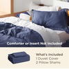 image:imageBedsure Duvet Cover Queen Size with Fitted Sheet  4 Pieces Prewashed Polyester Soft Bedding Set Includes 1 Duvet Cover 90x90 with Zipper Closure 2 Pillow Shams 1 Fitted Sheet Bright White05  Navy No Comforter