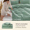 image:imageBedsure Duvet Cover Queen Size with Fitted Sheet  4 Pieces Prewashed Polyester Soft Bedding Set Includes 1 Duvet Cover 90x90 with Zipper Closure 2 Pillow Shams 1 Fitted Sheet Bright White03  Sage Green No Comforter