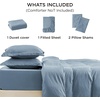 image:imageBedsure Duvet Cover Queen Size with Fitted Sheet  4 Pieces Prewashed Polyester Soft Bedding Set Includes 1 Duvet Cover 90x90 with Zipper Closure 2 Pillow Shams 1 Fitted Sheet Bright White05  Mineral Blue No Comforter