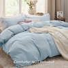 image:imageBedsure Duvet Cover Queen Size with Fitted Sheet  4 Pieces Prewashed Polyester Soft Bedding Set Includes 1 Duvet Cover 90x90 with Zipper Closure 2 Pillow Shams 1 Fitted Sheet Bright White20  Sky Blue No Comforter