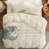 image:imageBedsure Duvet Cover Queen Size with Fitted Sheet  4 Pieces Prewashed Polyester Soft Bedding Set Includes 1 Duvet Cover 90x90 with Zipper Closure 2 Pillow Shams 1 Fitted Sheet Bright White02  Cream No Comforter