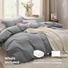 image:imageBedsure Duvet Cover Queen Size with Fitted Sheet  4 Pieces Prewashed Polyester Soft Bedding Set Includes 1 Duvet Cover 90x90 with Zipper Closure 2 Pillow Shams 1 Fitted Sheet Bright White04  Grey No Comforter