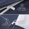 image:imageBedsure Duvet Cover Queen Size with Fitted Sheet  4 Pieces Prewashed Polyester Soft Bedding Set Includes 1 Duvet Cover 90x90 with Zipper Closure 2 Pillow Shams 1 Fitted Sheet Bright White05  Navy No Comforter