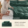 image:imageBedsure Duvet Cover Queen Size with Fitted Sheet  4 Pieces Prewashed Polyester Soft Bedding Set Includes 1 Duvet Cover 90x90 with Zipper Closure 2 Pillow Shams 1 Fitted Sheet Bright White01  Forest Green No Comforter