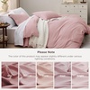 image:imageBedsure Duvet Cover Queen Size with Fitted Sheet  4 Pieces Prewashed Polyester Soft Bedding Set Includes 1 Duvet Cover 90x90 with Zipper Closure 2 Pillow Shams 1 Fitted Sheet Bright White09  Pink No Comforter