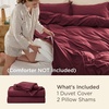 image:imageBedsure Duvet Cover Queen Size with Fitted Sheet  4 Pieces Prewashed Polyester Soft Bedding Set Includes 1 Duvet Cover 90x90 with Zipper Closure 2 Pillow Shams 1 Fitted Sheet Bright White10  Burgundy No Comforter