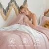 image:imageBedsure Duvet Cover Queen Size with Fitted Sheet  4 Pieces Prewashed Polyester Soft Bedding Set Includes 1 Duvet Cover 90x90 with Zipper Closure 2 Pillow Shams 1 Fitted Sheet Bright White01  Rose Pink No Comforter