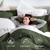 image:imageBedsure Duvet Cover Queen Size with Fitted Sheet  4 Pieces Prewashed Polyester Soft Bedding Set Includes 1 Duvet Cover 90x90 with Zipper Closure 2 Pillow Shams 1 Fitted Sheet Bright White01  Olive Green No Comforter