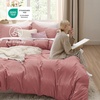 image:imageBedsure Duvet Cover Queen Size with Fitted Sheet  4 Pieces Prewashed Polyester Soft Bedding Set Includes 1 Duvet Cover 90x90 with Zipper Closure 2 Pillow Shams 1 Fitted Sheet Bright White09  Pink Clay No Comforter