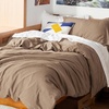 image:imageBedsure Duvet Cover Queen Size with Fitted Sheet  4 Pieces Prewashed Polyester Soft Bedding Set Includes 1 Duvet Cover 90x90 with Zipper Closure 2 Pillow Shams 1 Fitted Sheet Bright White02  Brown No Comforter
