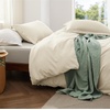 image:imageBedsure Duvet Cover Queen Size with Fitted Sheet  4 Pieces Prewashed Polyester Soft Bedding Set Includes 1 Duvet Cover 90x90 with Zipper Closure 2 Pillow Shams 1 Fitted Sheet Bright White02  Cream No Comforter