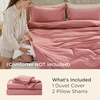 image:imageBedsure Duvet Cover Queen Size with Fitted Sheet  4 Pieces Prewashed Polyester Soft Bedding Set Includes 1 Duvet Cover 90x90 with Zipper Closure 2 Pillow Shams 1 Fitted Sheet Bright White09  Pink Clay No Comforter