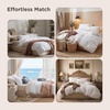 image:imageBedsure Duvet Cover Queen Size with Fitted Sheet  4 Pieces Prewashed Polyester Soft Bedding Set Includes 1 Duvet Cover 90x90 with Zipper Closure 2 Pillow Shams 1 Fitted Sheet Bright White00  White No Comforter