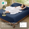 image:imageBedsure Queen Fitted Sheet Only 100 Rayon Derived from Bamboo Breathable amp Soft PureWoven Cooling Bottom Sheet for Hot Sleepers Deep Pocket Up to 18 with 4 Elastic Corner Straps BlackNavy