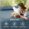 image:imageBedsure Queen Fitted Sheet Only 100 Rayon Derived from Bamboo Breathable amp Soft PureWoven Cooling Bottom Sheet for Hot Sleepers Deep Pocket Up to 18 with 4 Elastic Corner Straps BlackDusty Blue