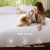 image:imageBedsure Queen Fitted Sheet Only 100 Rayon Derived from Bamboo Breathable amp Soft PureWoven Cooling Bottom Sheet for Hot Sleepers Deep Pocket Up to 18 with 4 Elastic Corner Straps BlackWhite