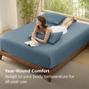 image:imageBedsure Queen Fitted Sheet Only 100 Rayon Derived from Bamboo Breathable amp Soft PureWoven Cooling Bottom Sheet for Hot Sleepers Deep Pocket Up to 18 with 4 Elastic Corner Straps BlackDusty Blue