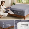 image:imageBedsure Queen Fitted Sheet Only 100 Rayon Derived from Bamboo Breathable amp Soft PureWoven Cooling Bottom Sheet for Hot Sleepers Deep Pocket Up to 18 with 4 Elastic Corner Straps BlackGrey