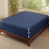 image:imageBedsure Queen Fitted Sheet Only 100 Rayon Derived from Bamboo Breathable amp Soft PureWoven Cooling Bottom Sheet for Hot Sleepers Deep Pocket Up to 18 with 4 Elastic Corner Straps BlackNavy