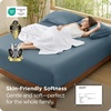 image:imageBedsure Queen Fitted Sheet Only 100 Rayon Derived from Bamboo Breathable amp Soft PureWoven Cooling Bottom Sheet for Hot Sleepers Deep Pocket Up to 18 with 4 Elastic Corner Straps BlackDusty Blue