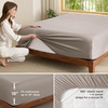 image:imageBedsure Queen Fitted Sheet Only 100 Rayon Derived from Bamboo Breathable amp Soft PureWoven Cooling Bottom Sheet for Hot Sleepers Deep Pocket Up to 18 with 4 Elastic Corner Straps BlackTaupe