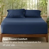 image:imageBedsure Queen Fitted Sheet Only 100 Rayon Derived from Bamboo Breathable amp Soft PureWoven Cooling Bottom Sheet for Hot Sleepers Deep Pocket Up to 18 with 4 Elastic Corner Straps BlackNavy