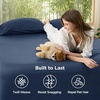 image:imageBedsure Queen Fitted Sheet Only 100 Rayon Derived from Bamboo Breathable amp Soft PureWoven Cooling Bottom Sheet for Hot Sleepers Deep Pocket Up to 18 with 4 Elastic Corner Straps BlackNavy