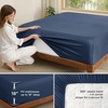 image:imageBedsure Queen Fitted Sheet Only 100 Rayon Derived from Bamboo Breathable amp Soft PureWoven Cooling Bottom Sheet for Hot Sleepers Deep Pocket Up to 18 with 4 Elastic Corner Straps BlackNavy