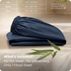 image:imageBedsure Queen Fitted Sheet Only 100 Rayon Derived from Bamboo Breathable amp Soft PureWoven Cooling Bottom Sheet for Hot Sleepers Deep Pocket Up to 18 with 4 Elastic Corner Straps BlackNavy