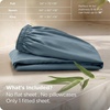 image:imageBedsure Queen Fitted Sheet Only 100 Rayon Derived from Bamboo Breathable amp Soft PureWoven Cooling Bottom Sheet for Hot Sleepers Deep Pocket Up to 18 with 4 Elastic Corner Straps BlackDusty Blue