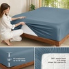 image:imageBedsure Queen Fitted Sheet Only 100 Rayon Derived from Bamboo Breathable amp Soft PureWoven Cooling Bottom Sheet for Hot Sleepers Deep Pocket Up to 18 with 4 Elastic Corner Straps BlackDusty Blue